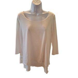 Pure Jill Womens Blouse Medium White Elliptical Layered 3/4 Sleeve Lagenlook